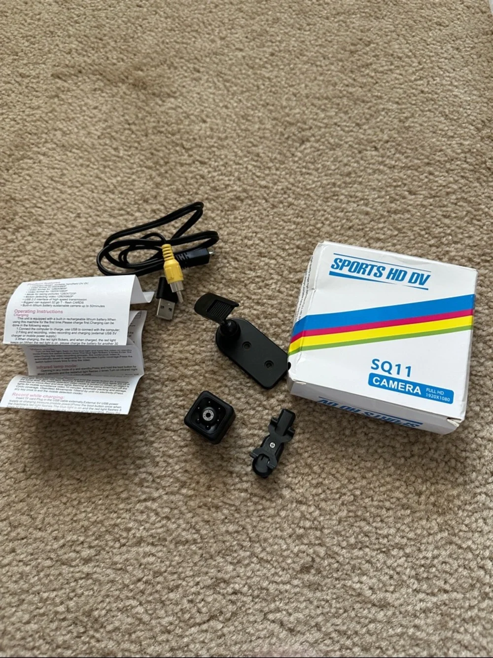 SQ11 Sports HD DV Mini Camera with Mounts - White